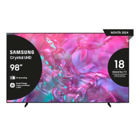 Samsung TV Crystal UHD 4K 98” UE98DU9070UXZT Smart TV Wi-Fi Graphite Black 2024, Processore Crystal 4K, 4K Upscaling, Slim