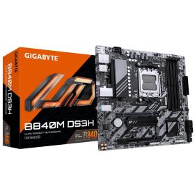 GIGABYTE B840M DS3H Mainboard – AMD Ryzen 9000 CPUs, 8+2+2 Phasen VRM, bis zu 8200 MHz DDR5, 2xPCIe 4.0 M.2, 2.5GbE LAN, USB