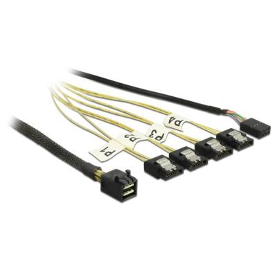 DeLOCK 1m, Mini SAS HD SFF-8643 4xSATA 7p Black, Silver, Yellow