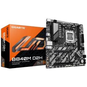 GIGABYTE B840M D2H Scheda madre - CPU AMD Ryzen 9000, VRM a 5+2+2 fasi, fino a 7600 MHz DDR5, 1xPCIe 4.0 + 1xPCIe 3.0 M.2, LAN