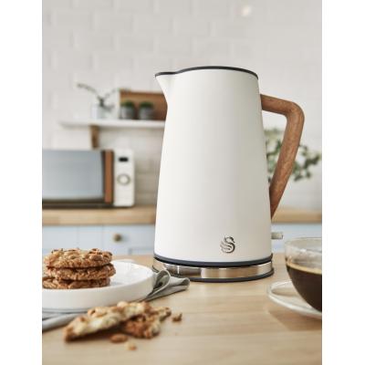 Cream And Wood Textured Scandi Fast Boil Kettle 1.7L