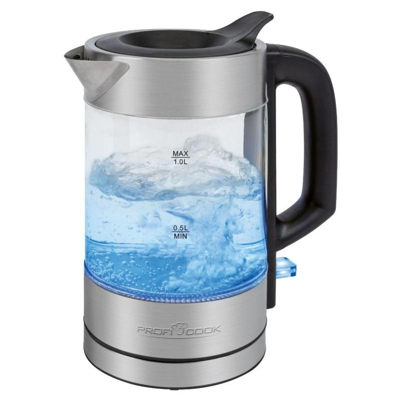 ▷ ProfiCook PC-WKS 1229 G electric kettle 1 L 1600 W Stainless steel,  Transparent