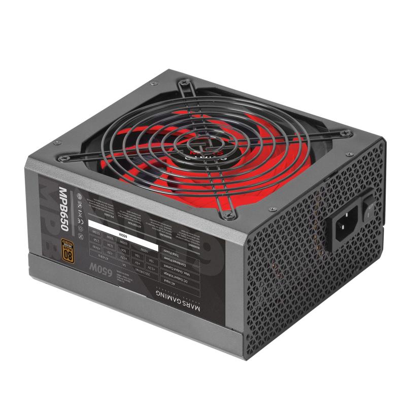 Mars Gaming MPB650 Fuente Alimentación PC ATX 650W 6 Años Garantía 80Plus  Bronze 230V Tecnología Silenciosa AI-RPM 90%