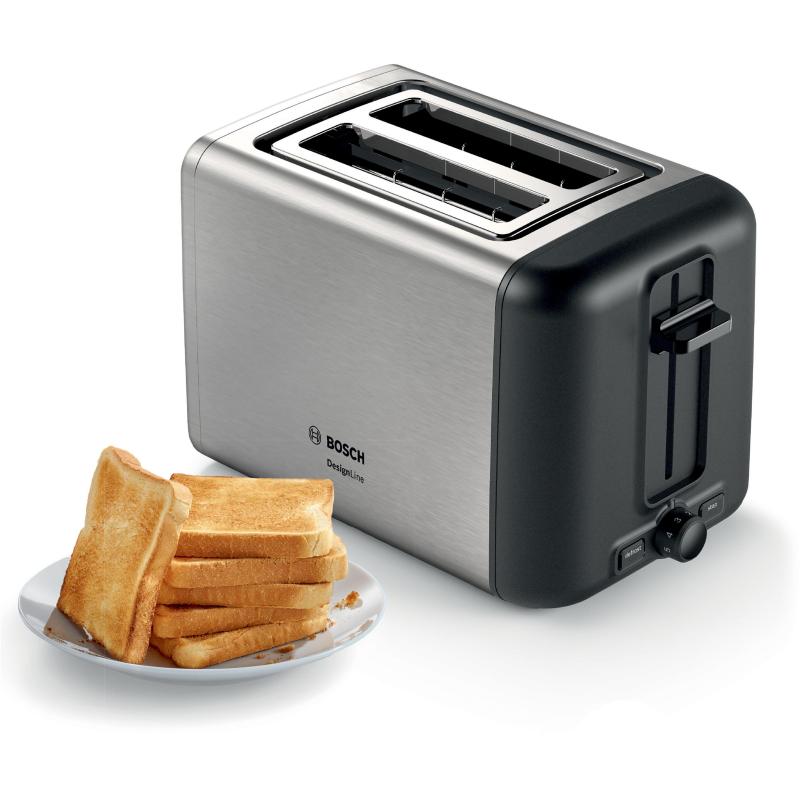 ▷ Bosch TAT3P420DE toaster 2 slice(s) 970 W Black, Silver