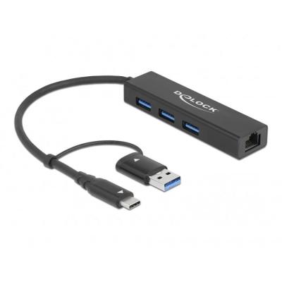 DeLOCK 64149 station d'accueil USB 3.2 Gen 1 (3.1 Gen 1) Type-A + Type-C Noir