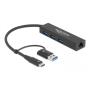 DeLOCK 64149 laptop dock port replicator USB 3.2 Gen 1 (3.1 Gen 1) Type-A + Type-C Black