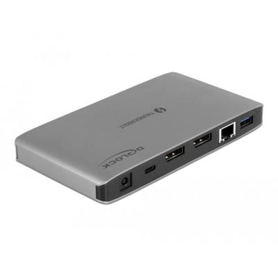 DeLOCK 87777 replicatore di porte e docking station per laptop Cablato Thunderbolt 3 Grigio