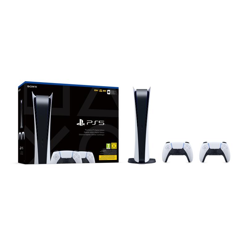 ▷ Sony PlayStation 5 Digital Edition + 2 DualSense 825 GB WLAN