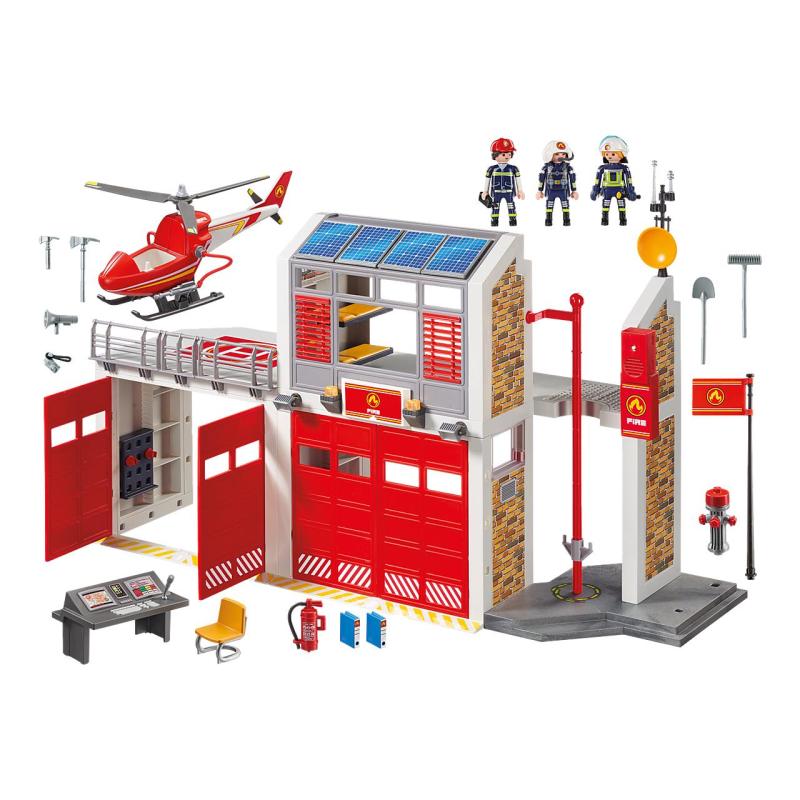 Playmobil - Caserne de pompiers avec hélicoptère